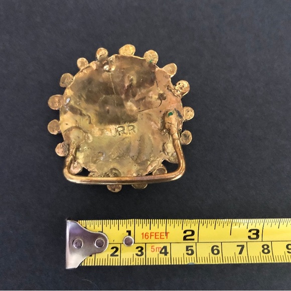 Stephen Burr Brutalist Brass Belt Buckle Abstract Handmade Vintage - Picture 4 of 4